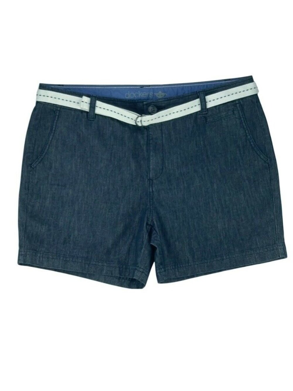 Dockers Womens Denim Shorts Size 16P With White Belt